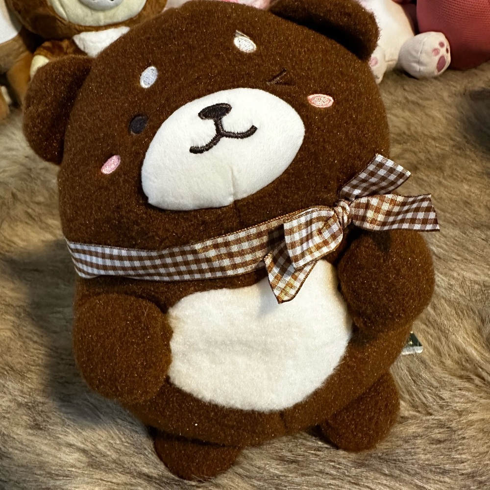 Super Cute Mini Takashoji Brown Bear Plush with Bow